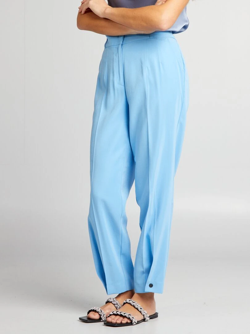 Pantalon droit à taille haute   Bleu
