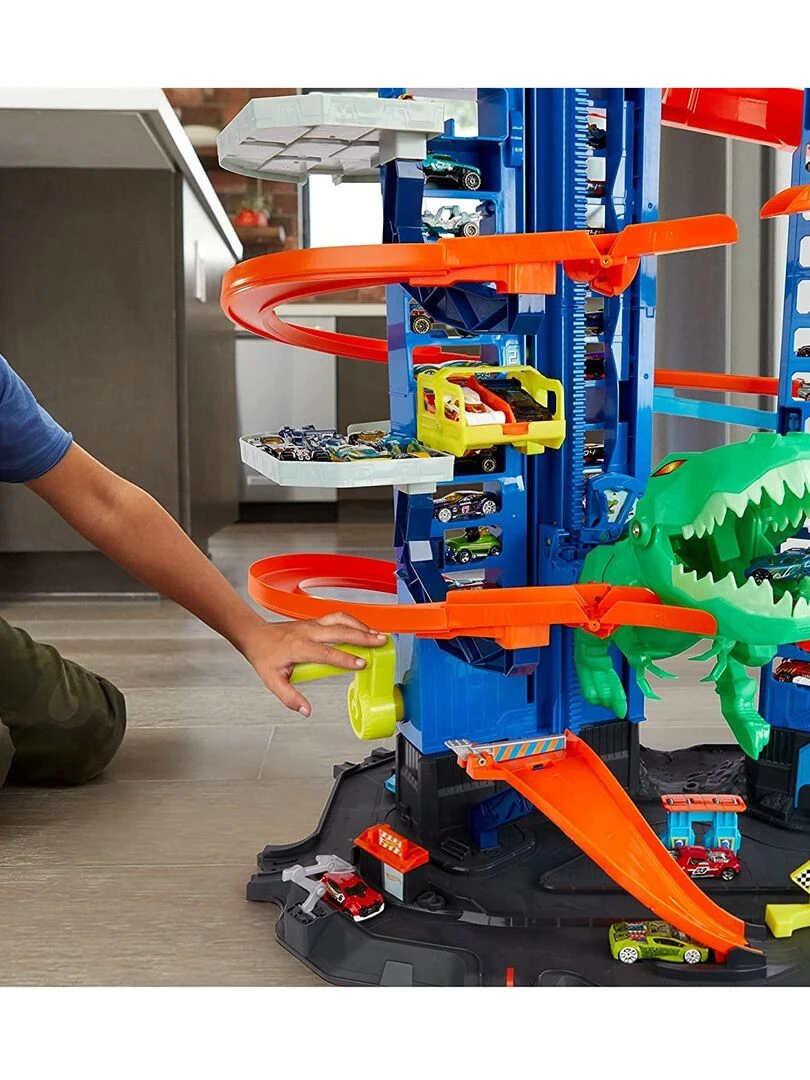 Hot Wheels City Super Dino Robot Garage avec T Rex   N/A
