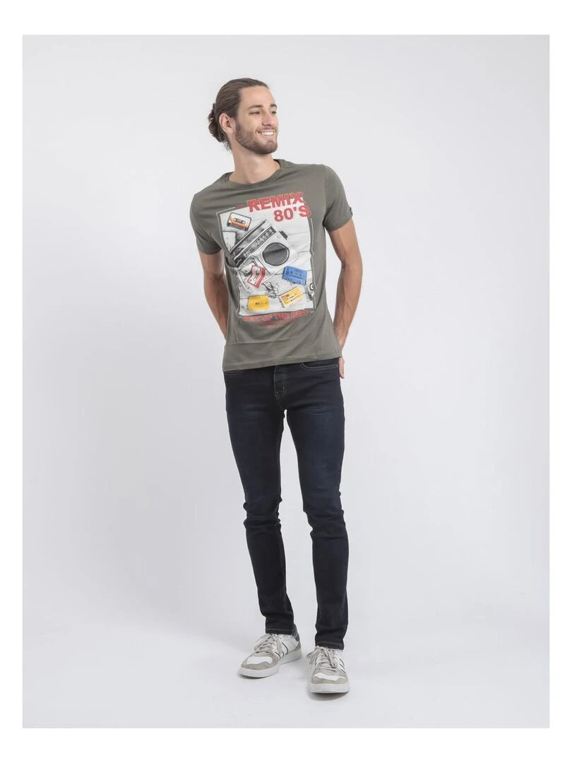 T shirt col rond pur coton JAMIX   Kaki