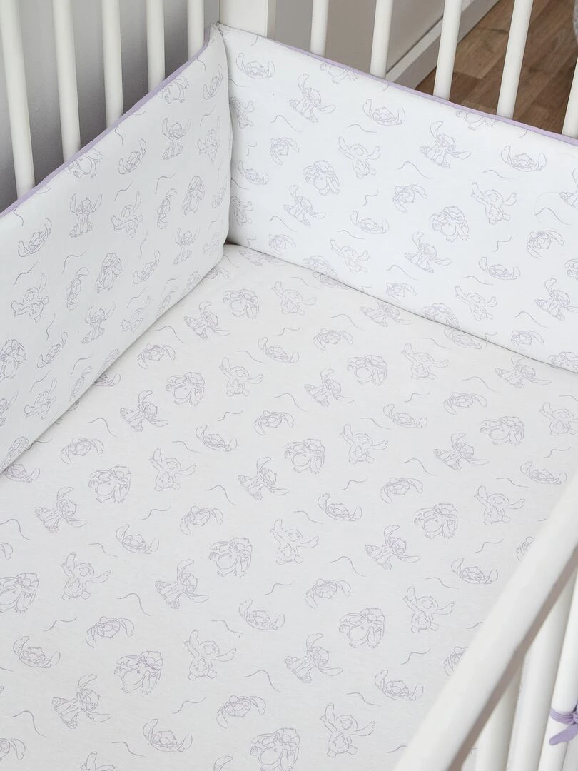 Lot de 2 draps housses 'Stitch' Blanc/violet