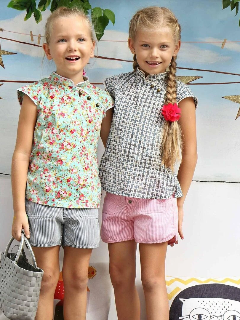Short en jean rayé ZOÉ 'LA FAUTE A VOLTAIRE' Blanc Bleu marine Blanc
