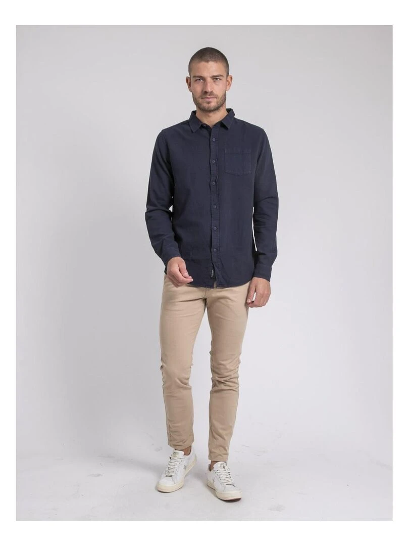 Chemise manches longues pur coton TAMORIS   Bleu marine