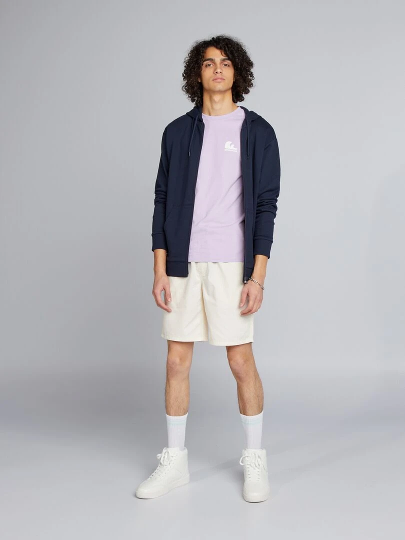 Short élastique en coton écru