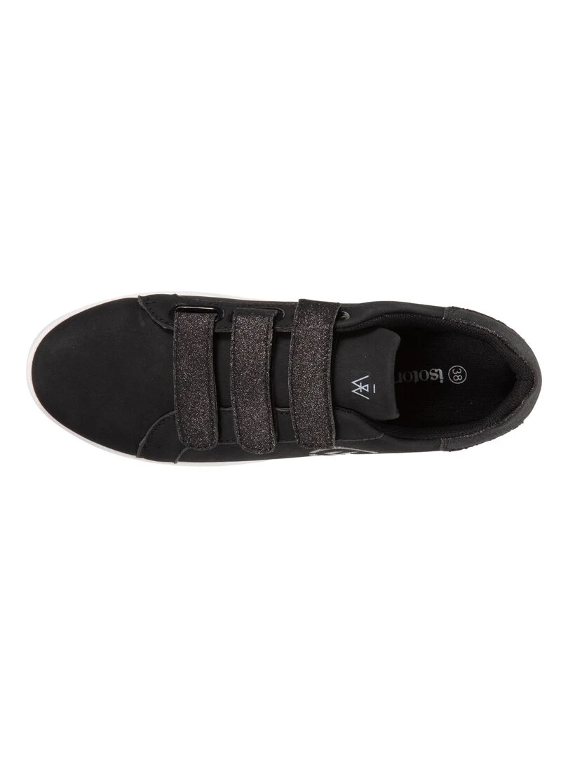 Baskets Confort Femme scratch pailleté Noir Noir