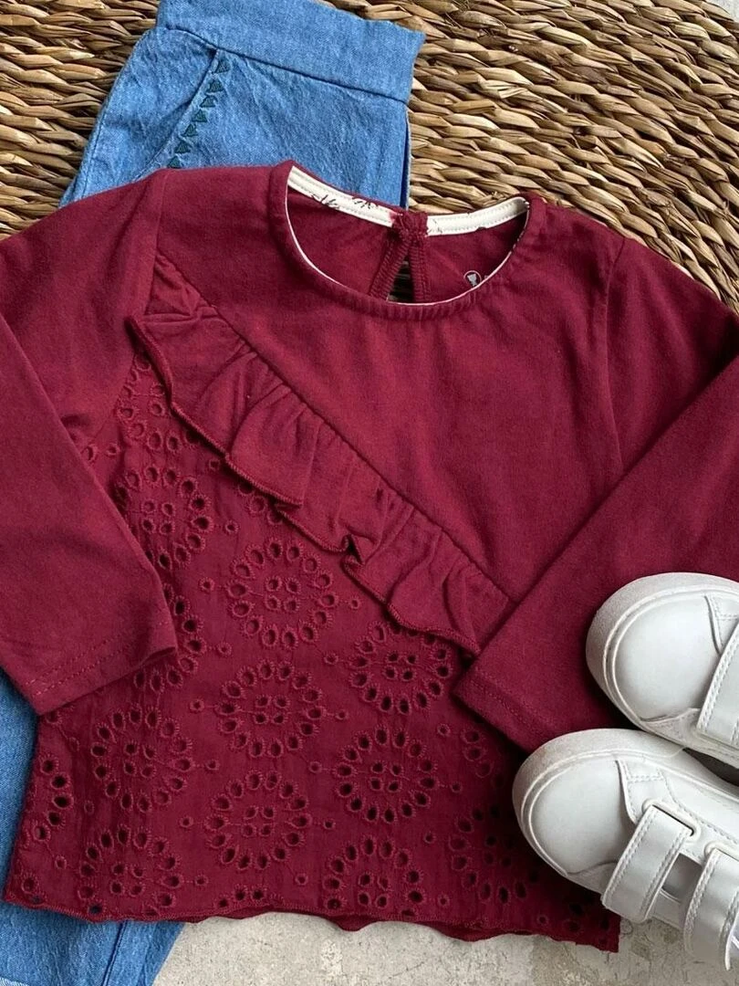 T shirt manches longues fille Himalaya   Rose