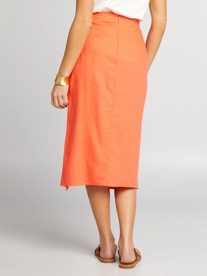 Jupe longue en lin   Orange