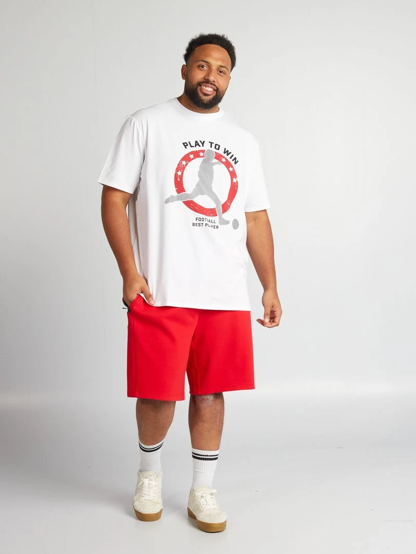 Bermuda façon jogging en piqué rouge