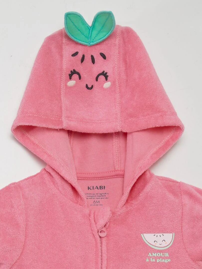 Robe à capuche effet éponge   Rose