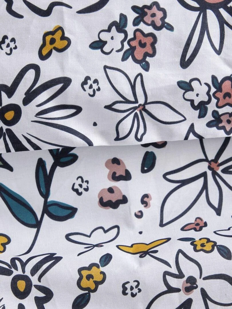 Parure de lit imprimé Floral coton SUNSHINE JULIA   Blanc