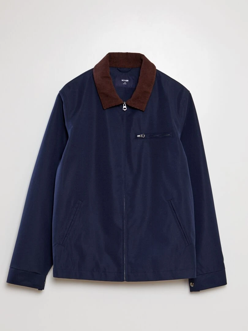Veste courte avec col en velours Bleu