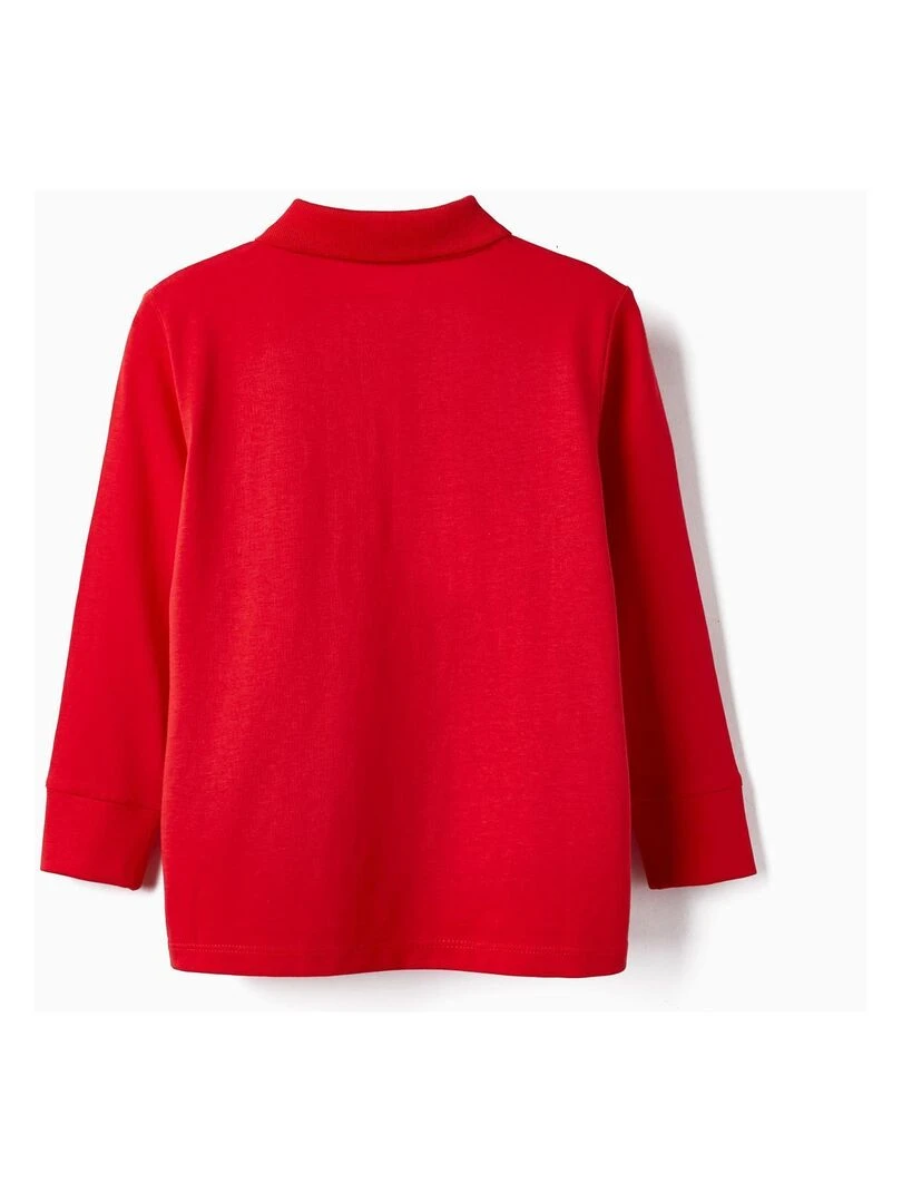 Polo à manches longues en coton pour garçon manches longues Rouge