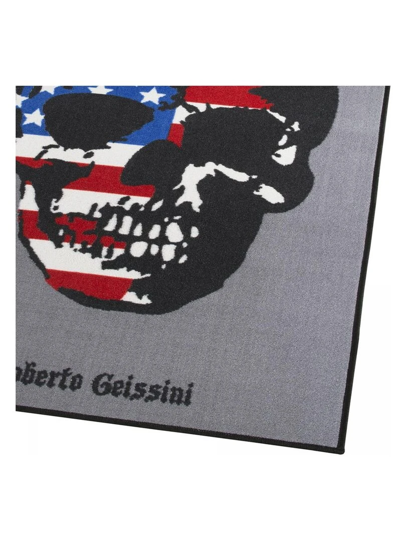 Tapis enfant fait main US SKULL Gris 100x150 en polyamide doux et soyeux   Gris