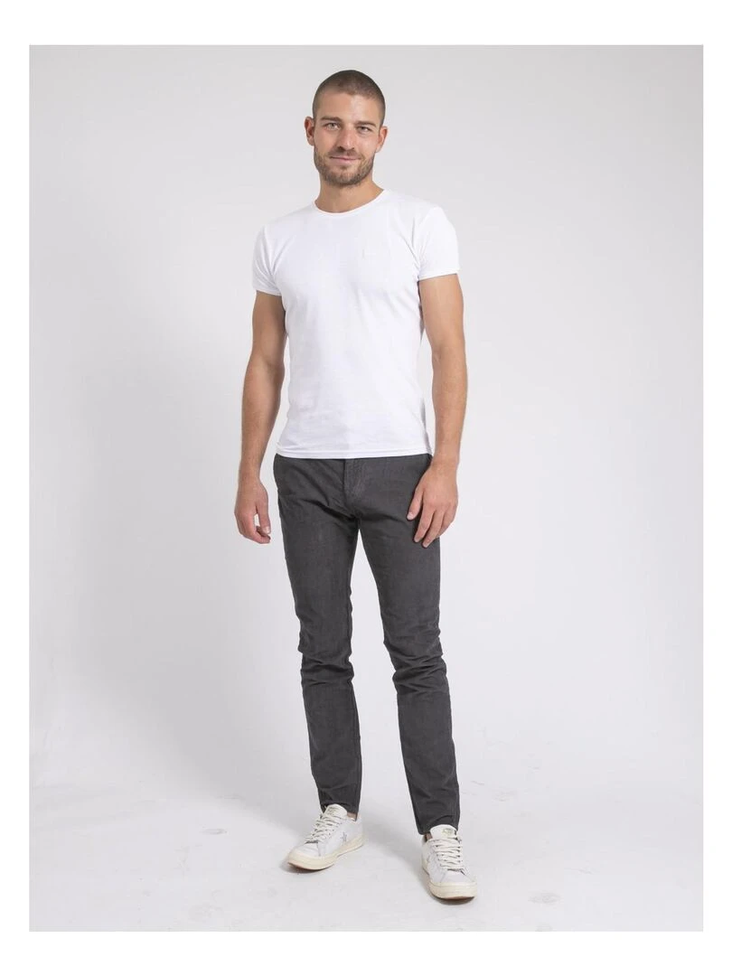 Pantalon chino pur coton velours côtelé VARENNES   Gris foncé