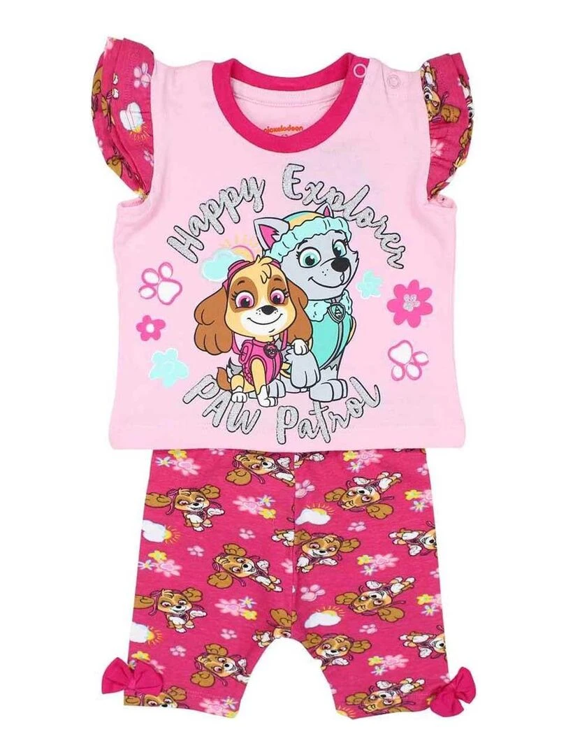 Paw Patrol Ensemble T shirt legging bébé fille Imprimé La Pat' Patrouille Rose fushia