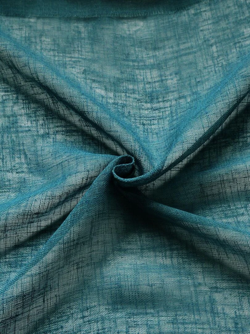Voilage traditionnel en étamine unie       Effet lin   Bleu canard