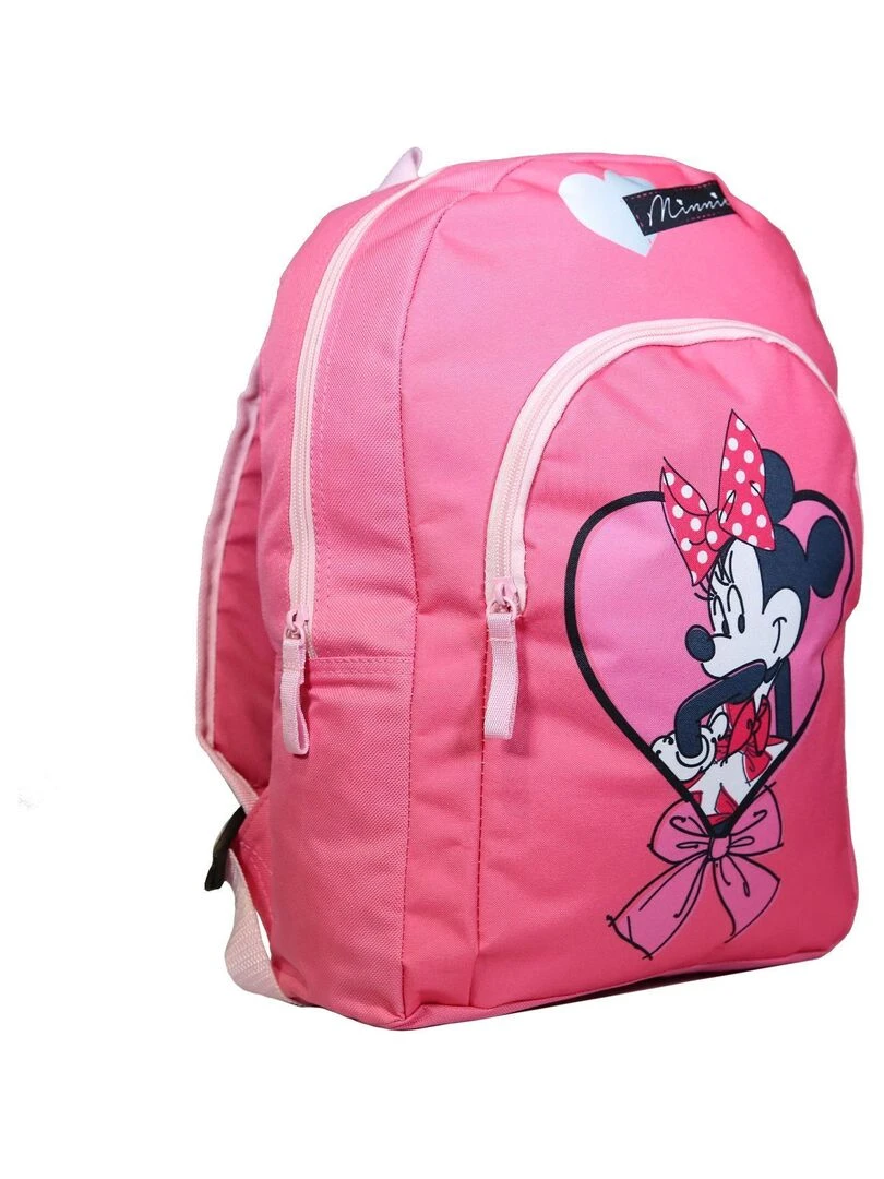 Sac à dos 37 cm avec poche Disney Minnie Coeur Rose Bagtrotter Rose