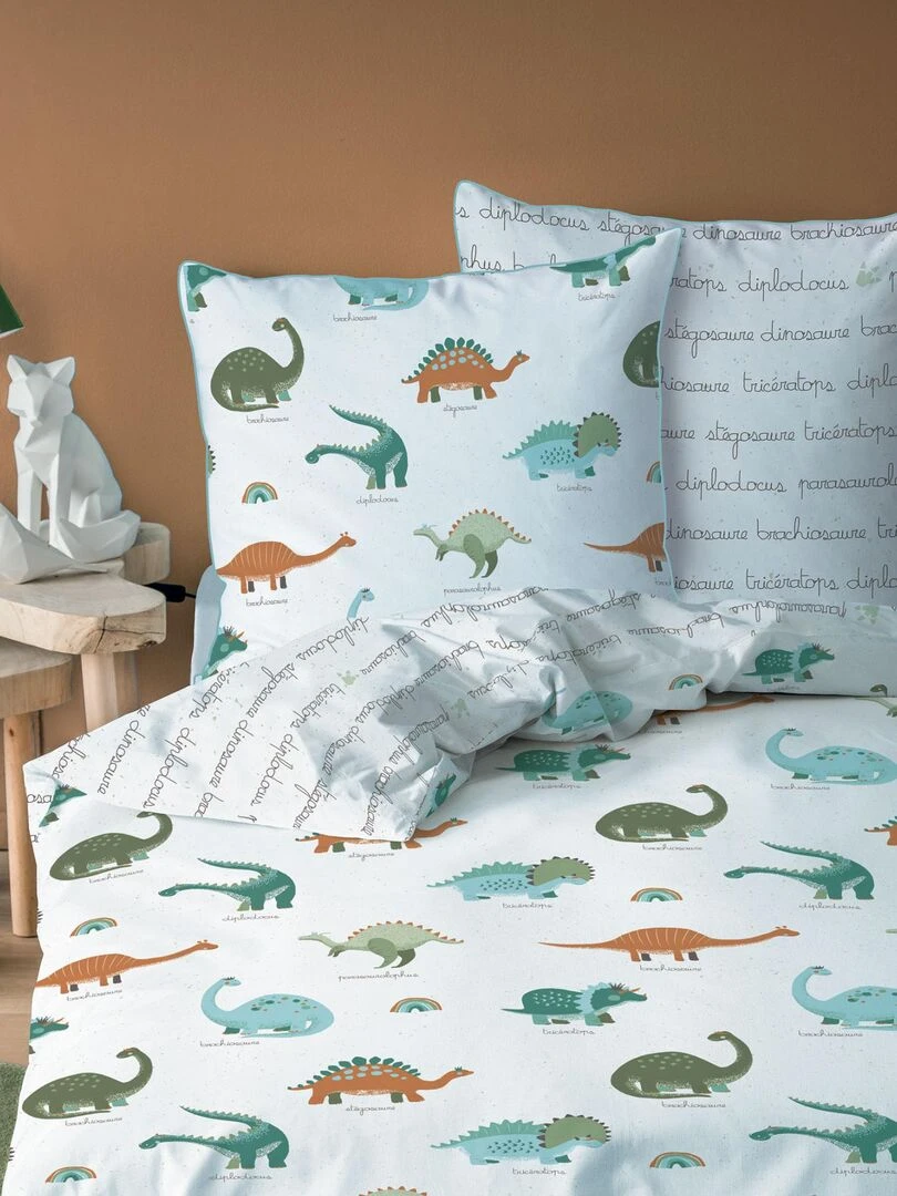 Parure de lit imprimée 100% coton DINOS Blanc