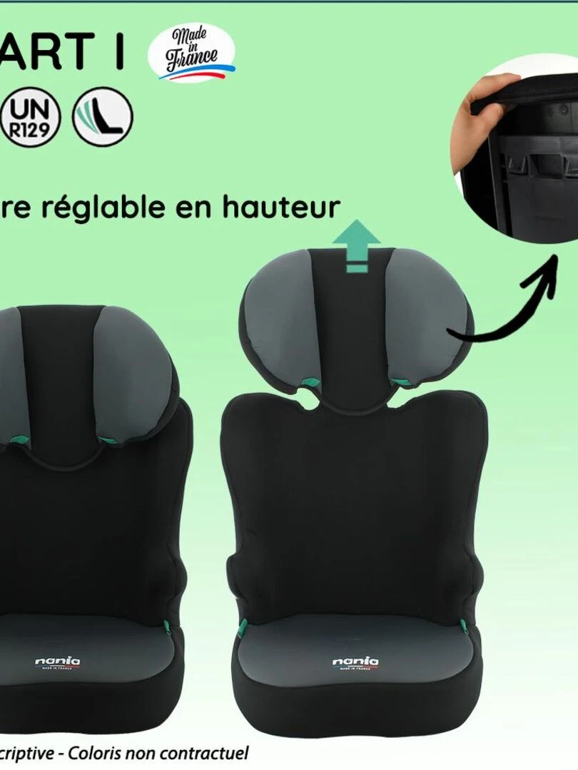 Nania – Siège auto ceinturé START I 106 140 cm R129 i Size – Fabrication Française   Noir   Noir