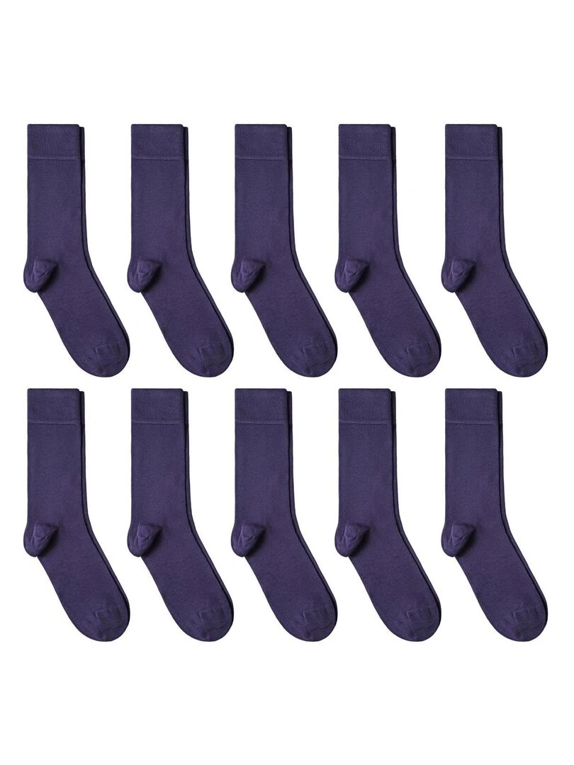 Chaussettes Jersey Coton Lot 10 Paires Fabrication UE Violet aubergine