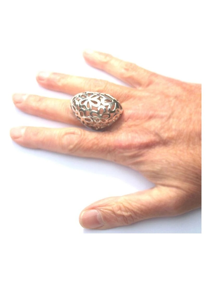 Bague en argent ajourée de motifs fleurs Bijoucolor Argent