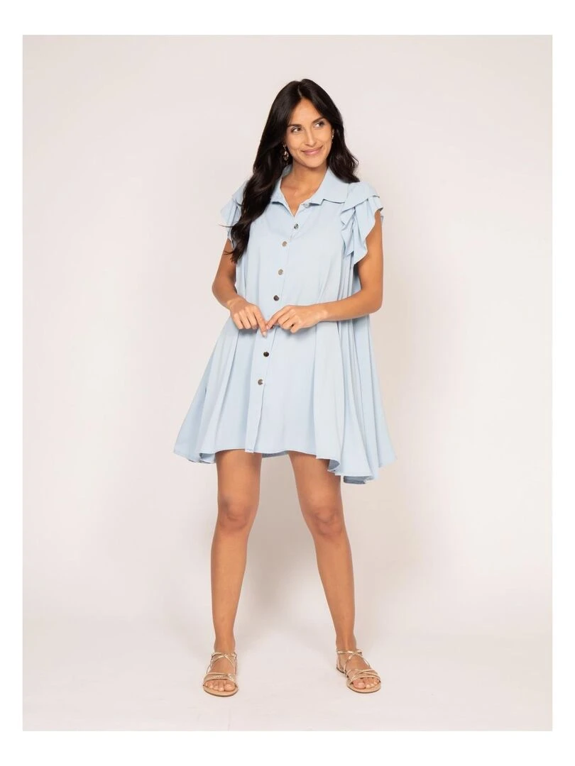 Robe courte boutonnée ILLISA   Bleu clair