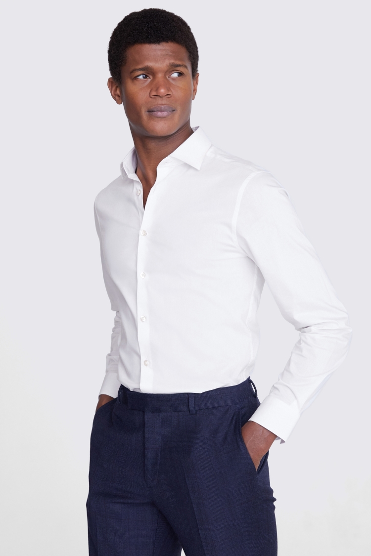Tailored Fit White Piquet Textured Shirt   Buy Online at Moss