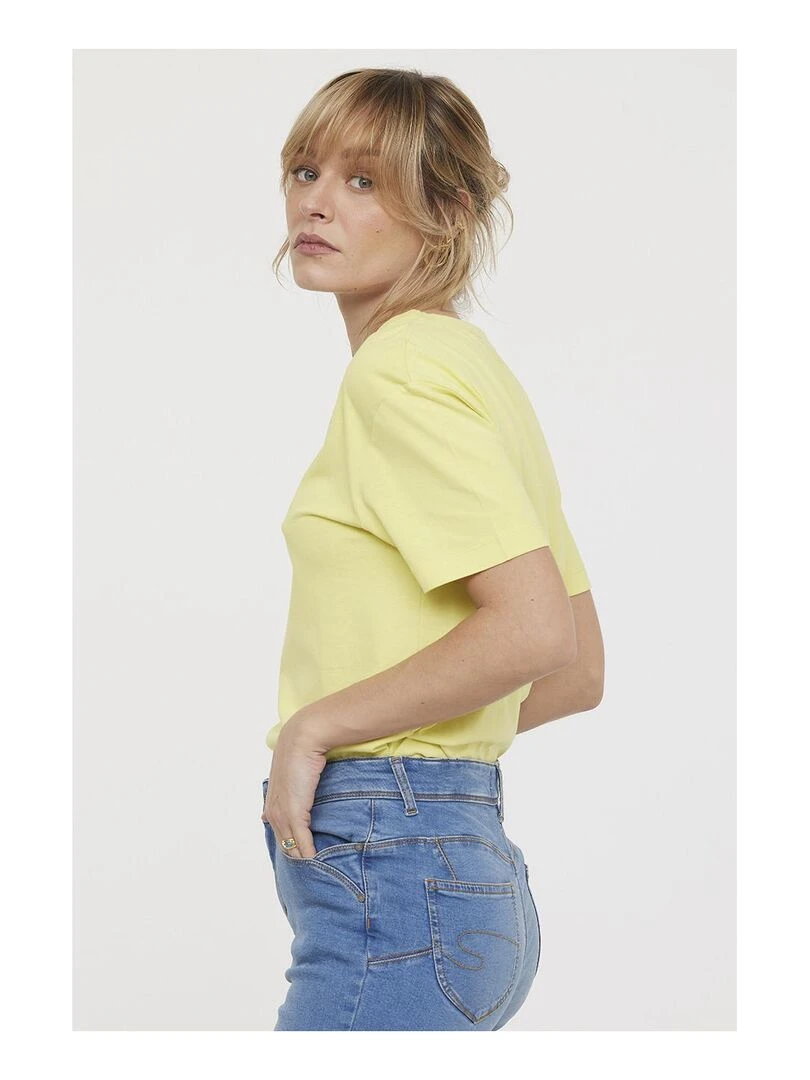 Lee Cooper   T shirt manches courtes coton regular AMILA   Jaune citron