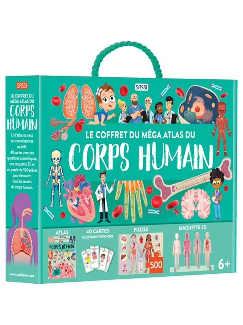 Coffret livre puzzle 500 pièces et maquette 3D : Mega Atlas Du Corps Humain N/A