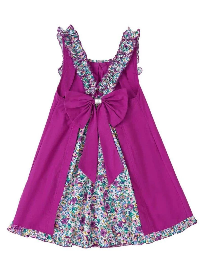 Robe cérémonie Fleurie Violette Fille  Noeud Amovible  ANAIS   La Faute à Voltaire   Violet