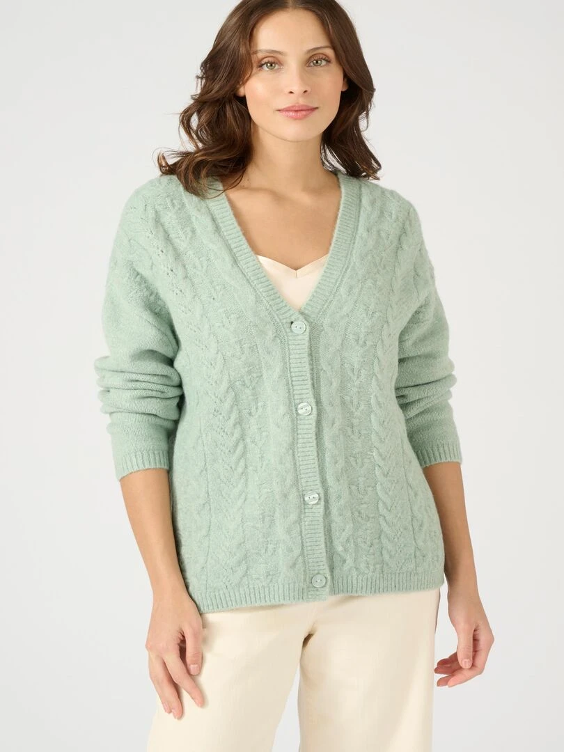 Gilet jeu de maille fantaisie Thermolactyl Damart Vert jade
