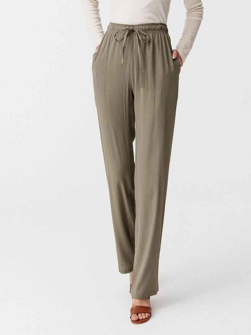 Pantalon fluide crépon Damart Kaki
