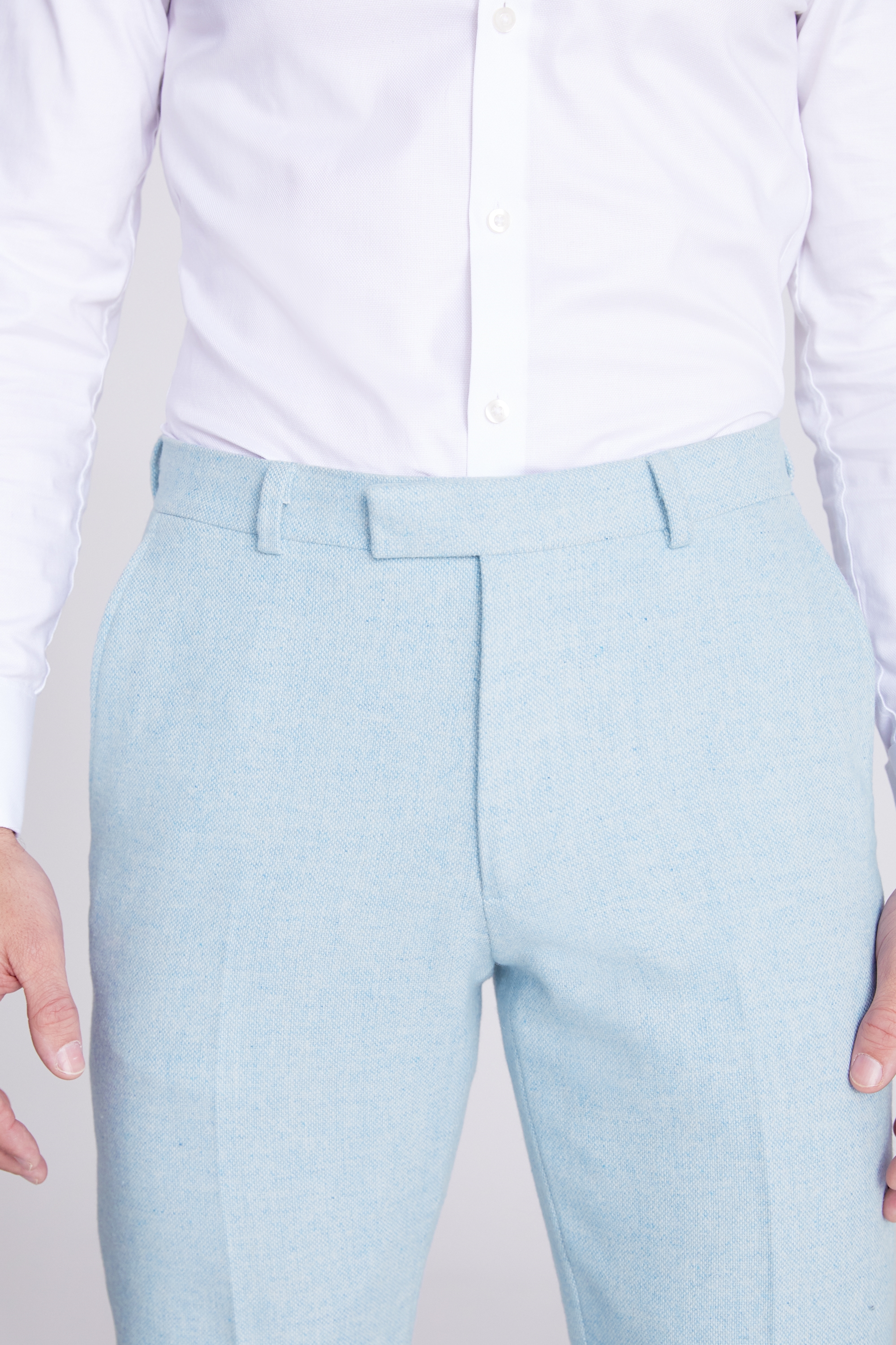 Tailored Fit Light Blue Donegal Trousers   Buy Online at Moss