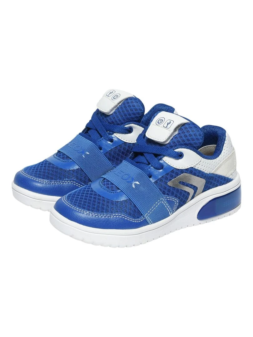 Basket Geox J Xled B.B   MESH+GEOBUCK   Bleu