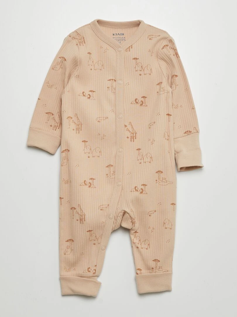 Ensemble pyjama + body évolutif imprimé Marron