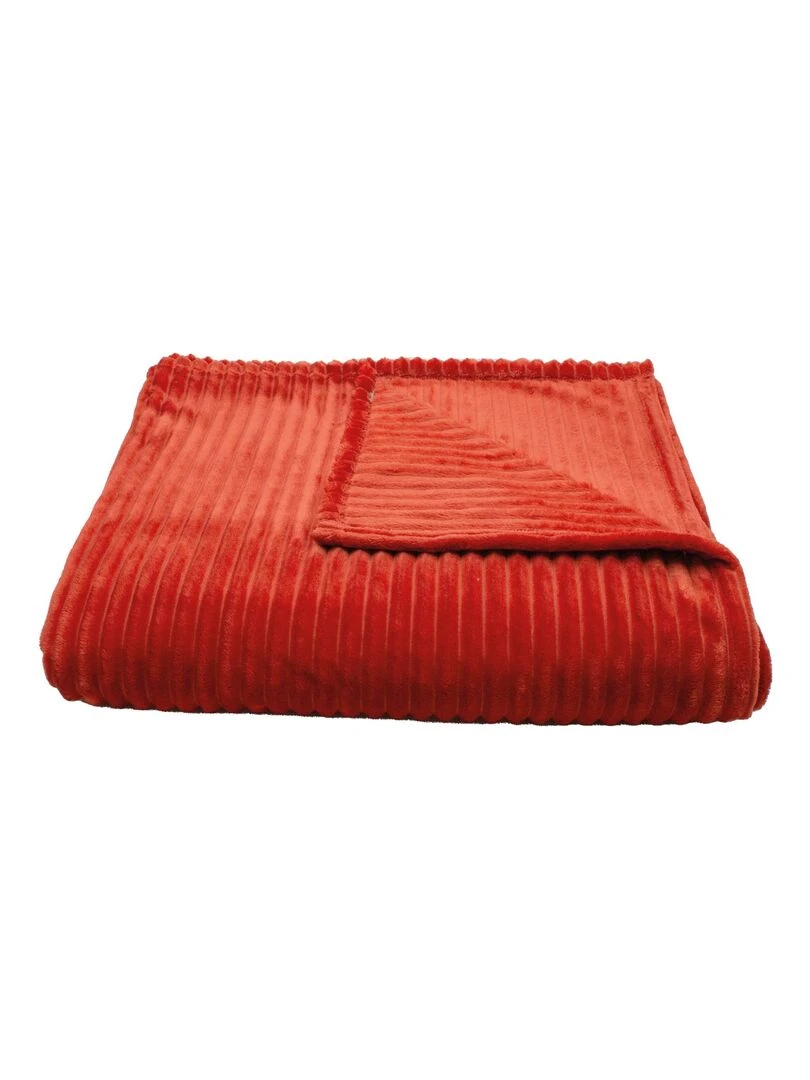 Plaid polaire Effet côtelé en 3D Rouge cerise