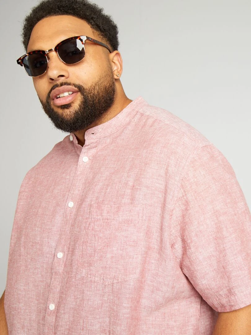 Chemise col mao   Rouge