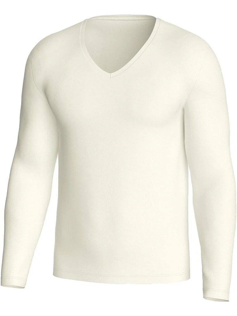 T shirt seconde peau manche longue laine et lyocell Premium Wool   Blanc