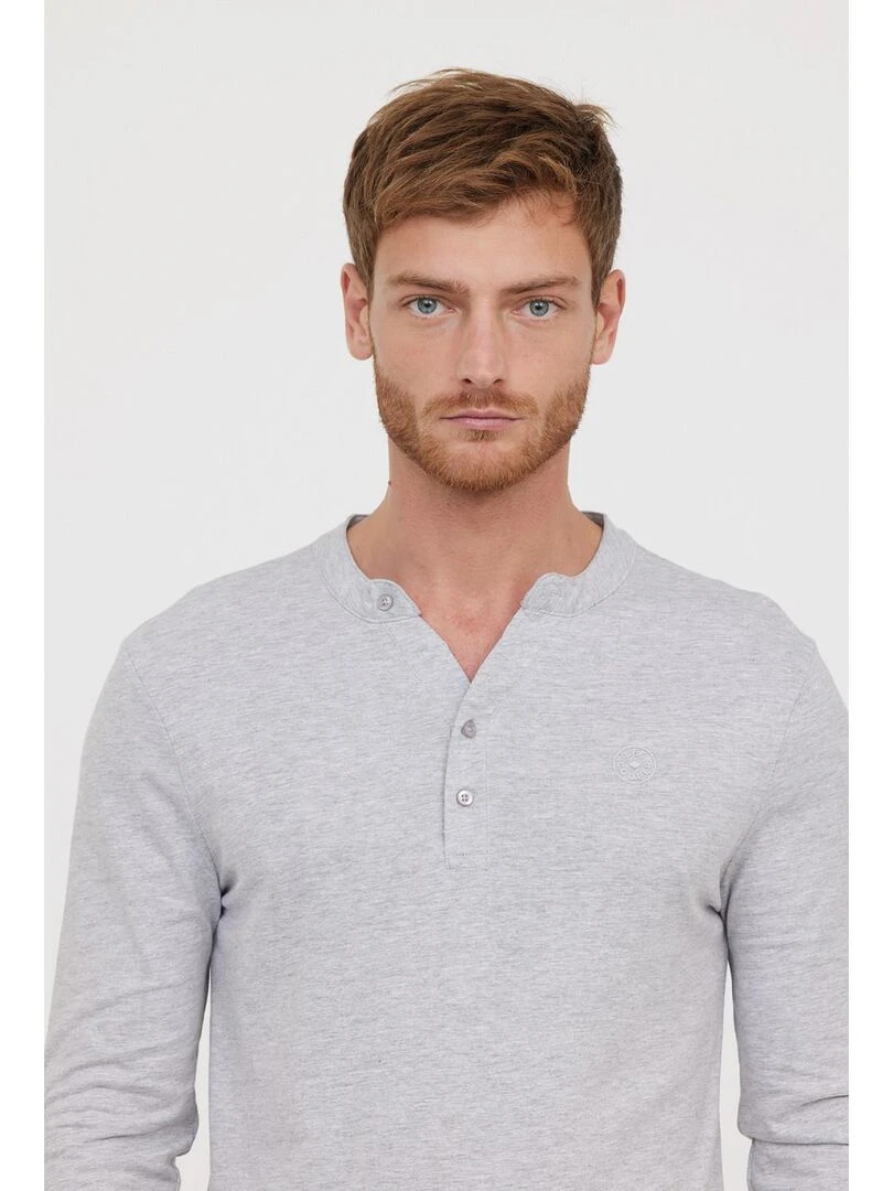 Lee Cooper   T Shirt manches longues coton regular ASILO   Gris chiné