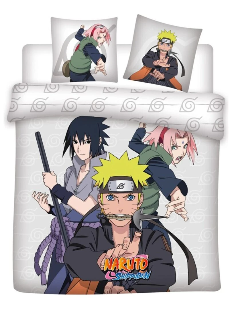Parure de Lit double Naruto Sasuke et Sakura Gris