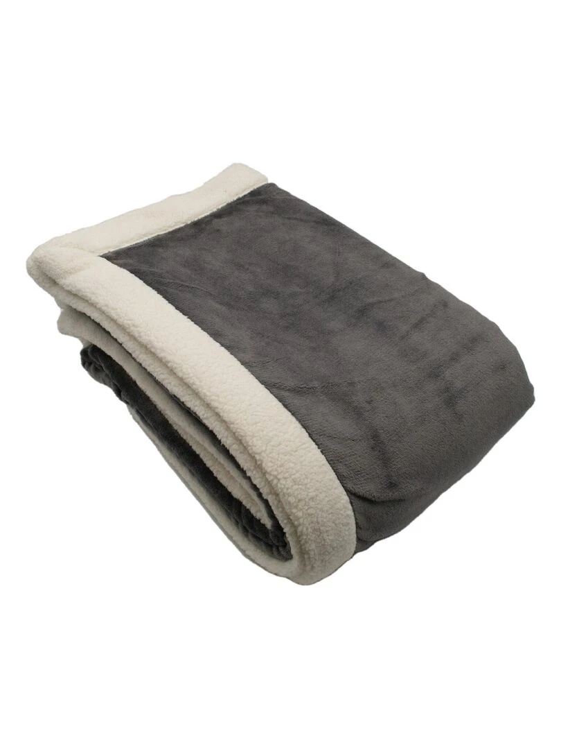 Plaid en microvelours doublé sherpa Gris foncé