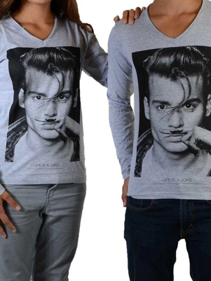 Tee Shirt Little Eleven paris JD LS Mixte Garçon Fille Jonhy Depp Gris