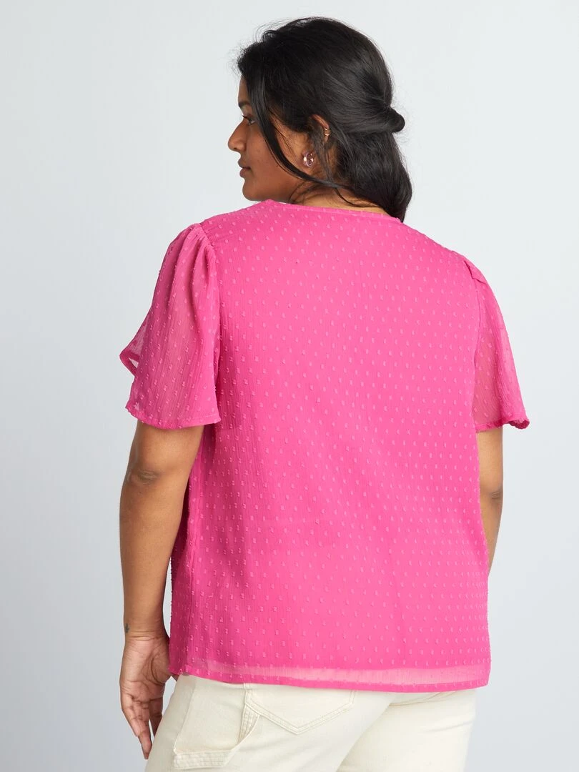 Blouse en voile 'plumetis'   Rose