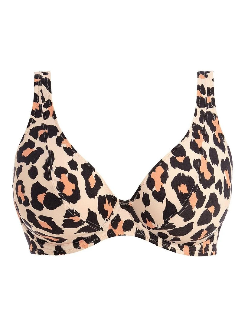 Haut de maillot léopard avec armatures Animal instinct   Beige