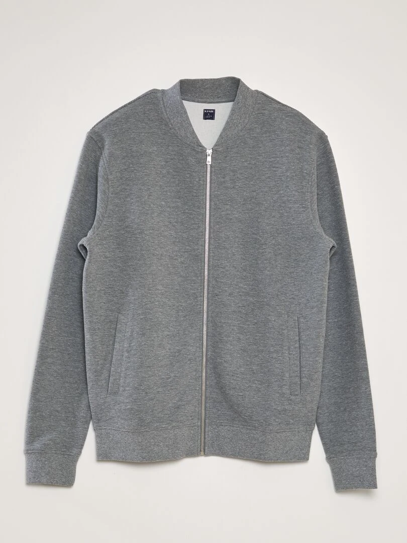 Sweat en maille avec ouverture zippée Gris