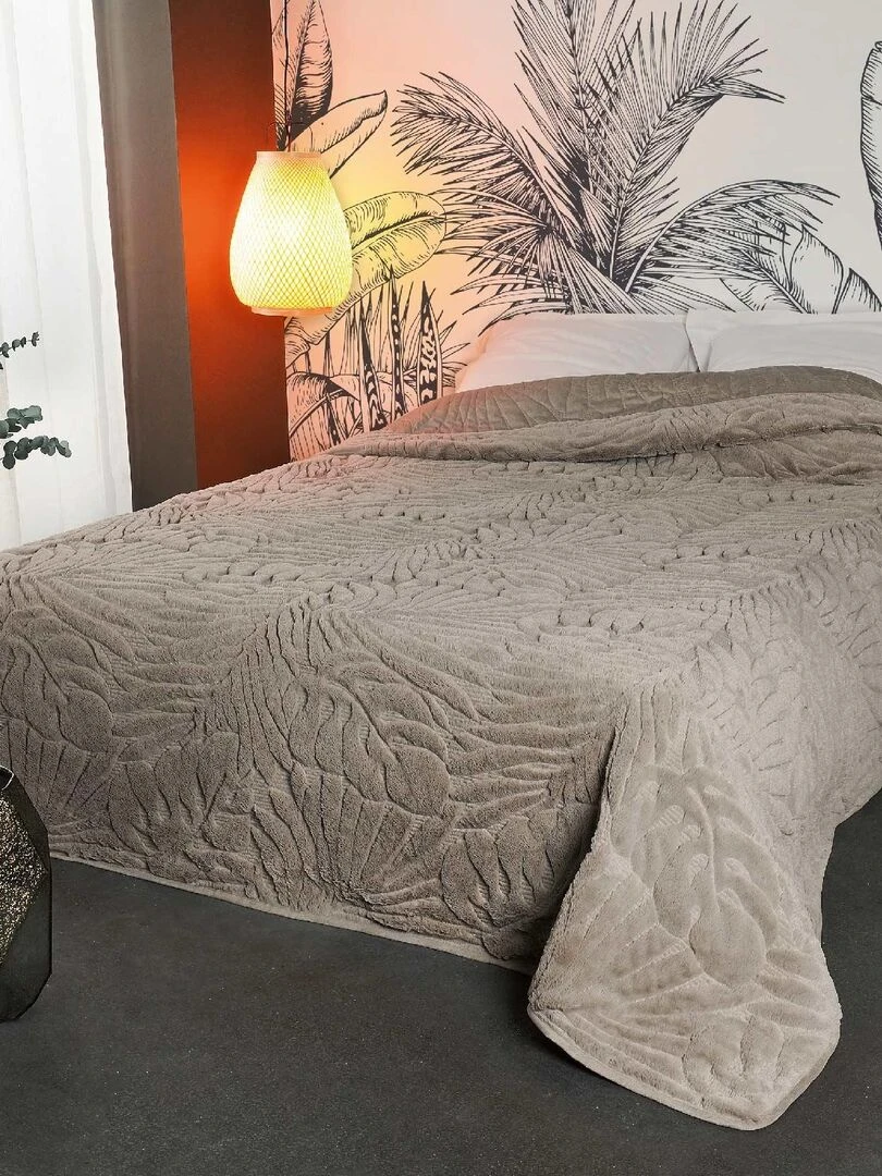 Jeté de lit aux surpiqures reliefées Beige
