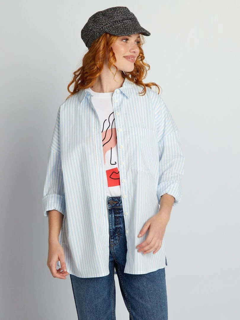 Chemise oversize en popeline   Bleu