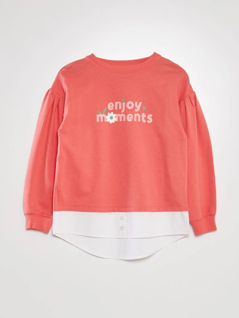 T shirt manches longues bouffantes Rose