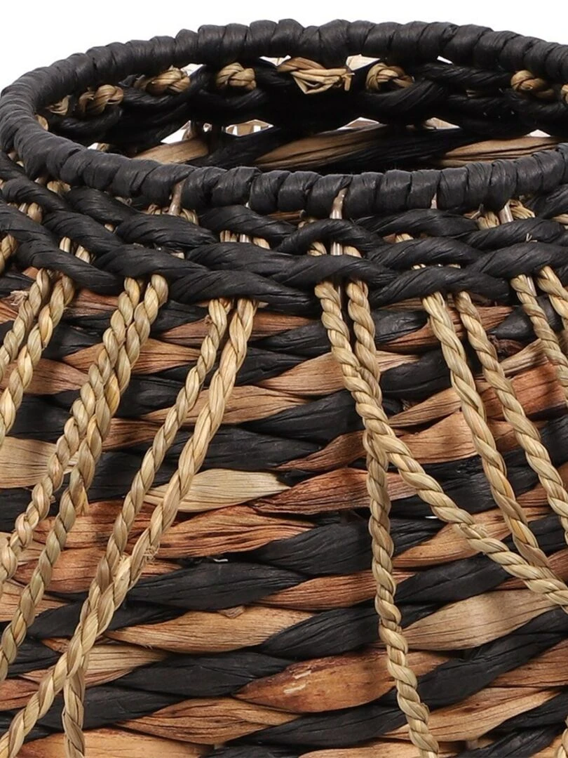 Panier jacinthe d'eau franges H27   Marron