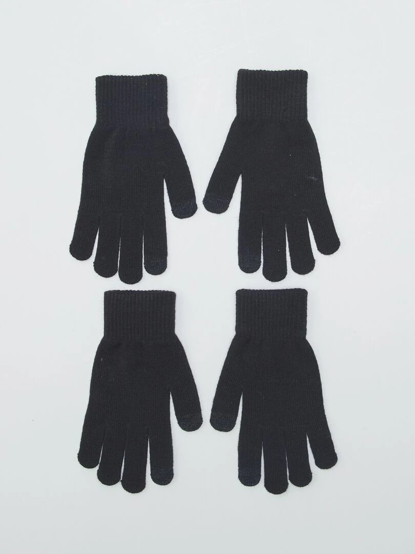 Lot de 2 paires de gants tactiles Noir