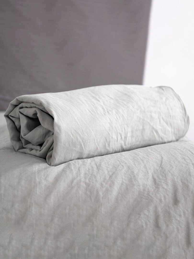Drap housse uni lit 2 personnes Gris